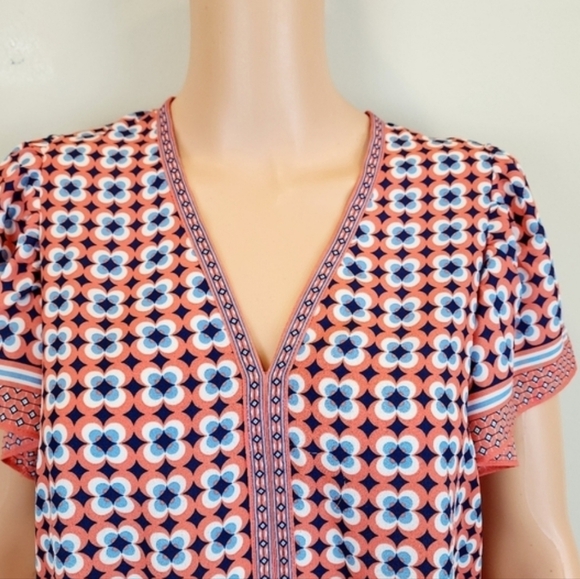 Max Studio Short Sleeve Floral Tie Waistline Blouse - Picture 4 of 9